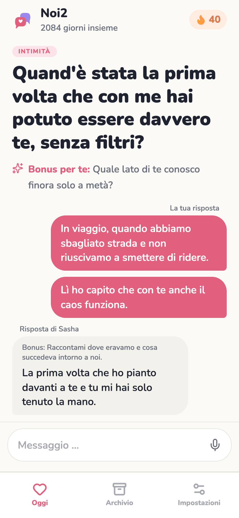 Entrambe le risposte e la chat sotto
