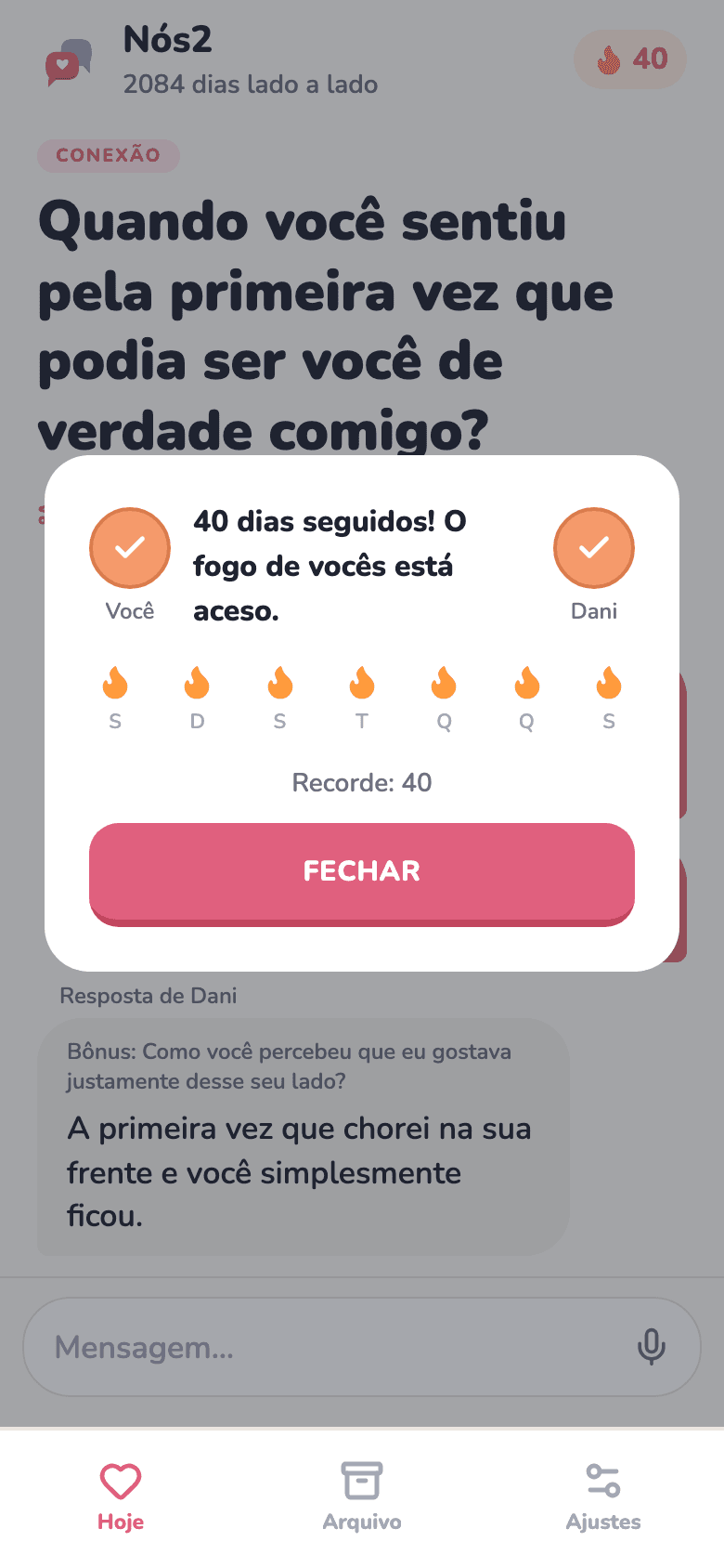 A sequência de vocês